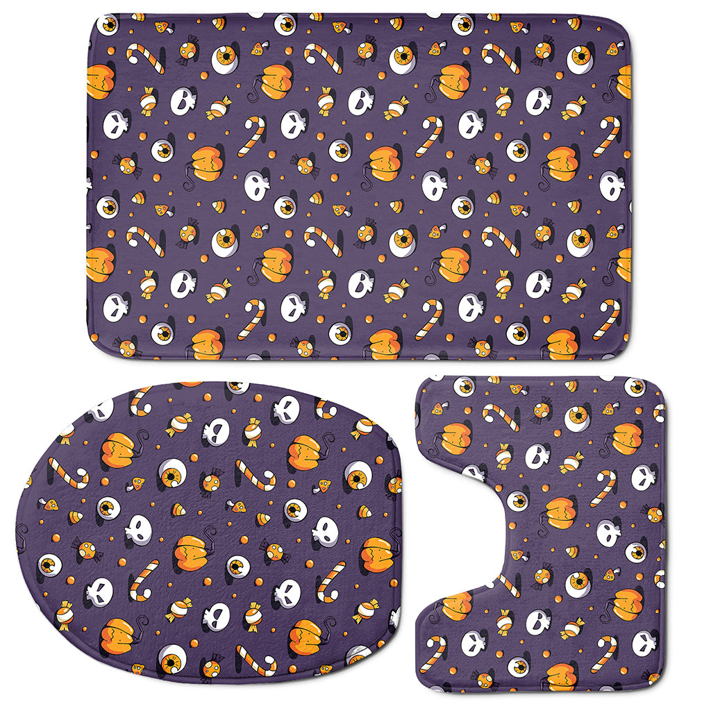 Halloween Eyeball Pattern Print 3 Piece Bath Mat Set