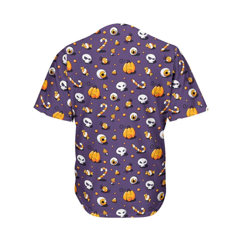 Halloween Eyeball Pattern Print Men's Baseball Jersey