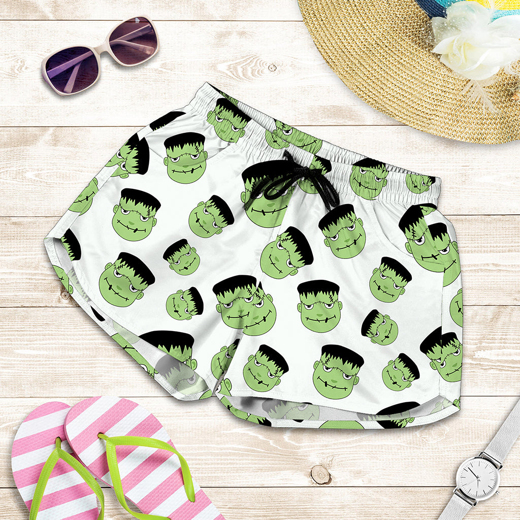 Halloween Frankenstein Pattern Print Women's Shorts