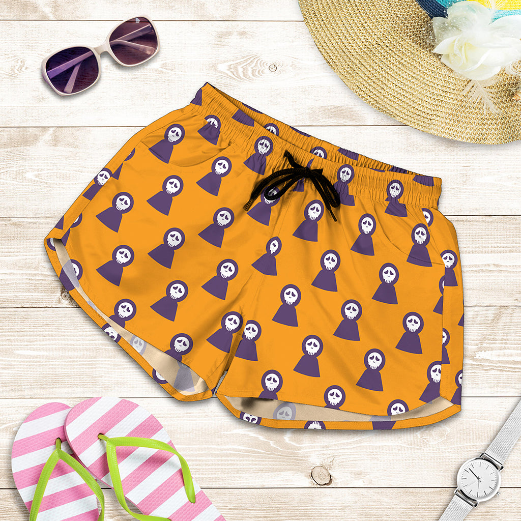 Halloween Grim Reaper Pattern Print Women's Shorts