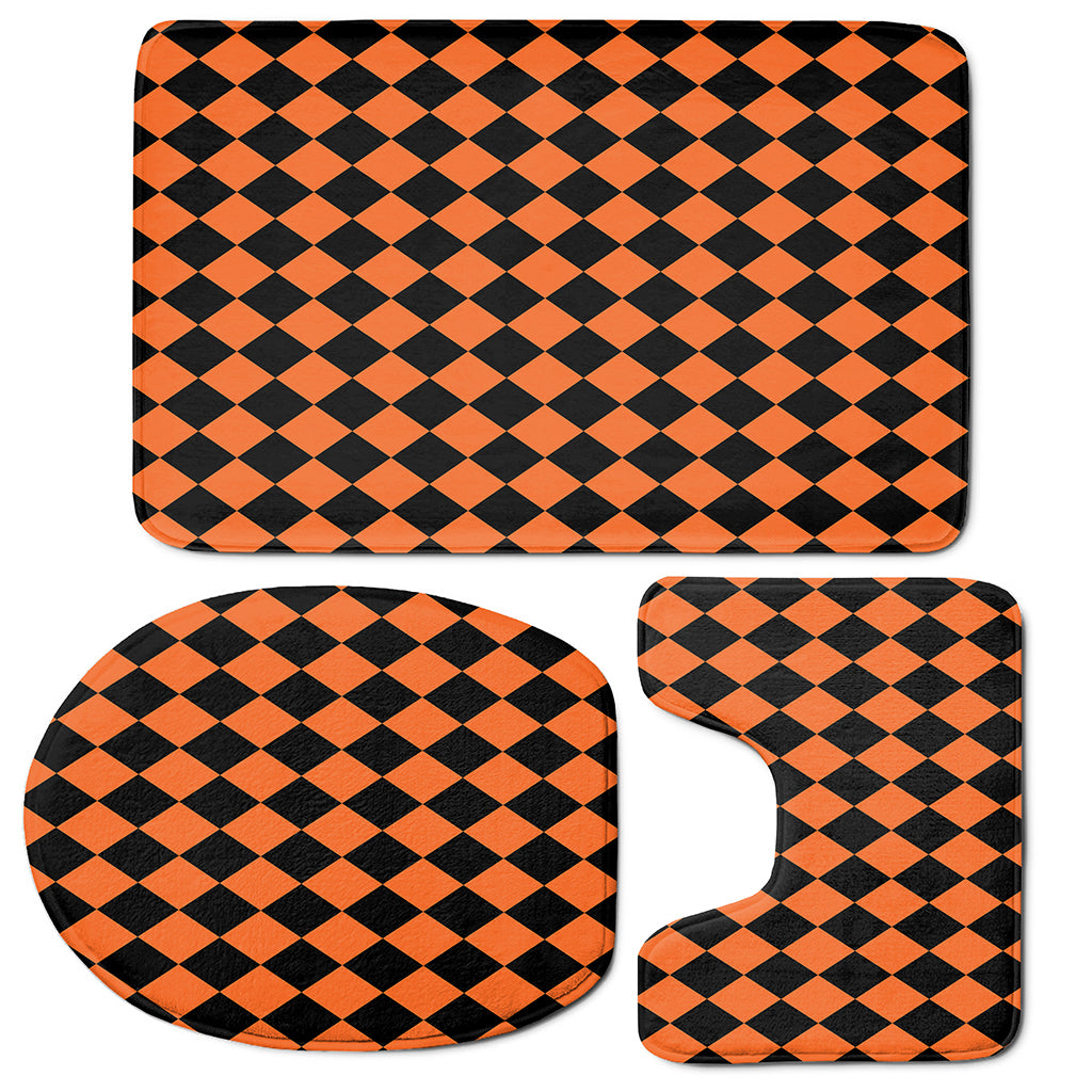 Halloween Harlequin Pattern Print 3 Piece Bath Mat Set