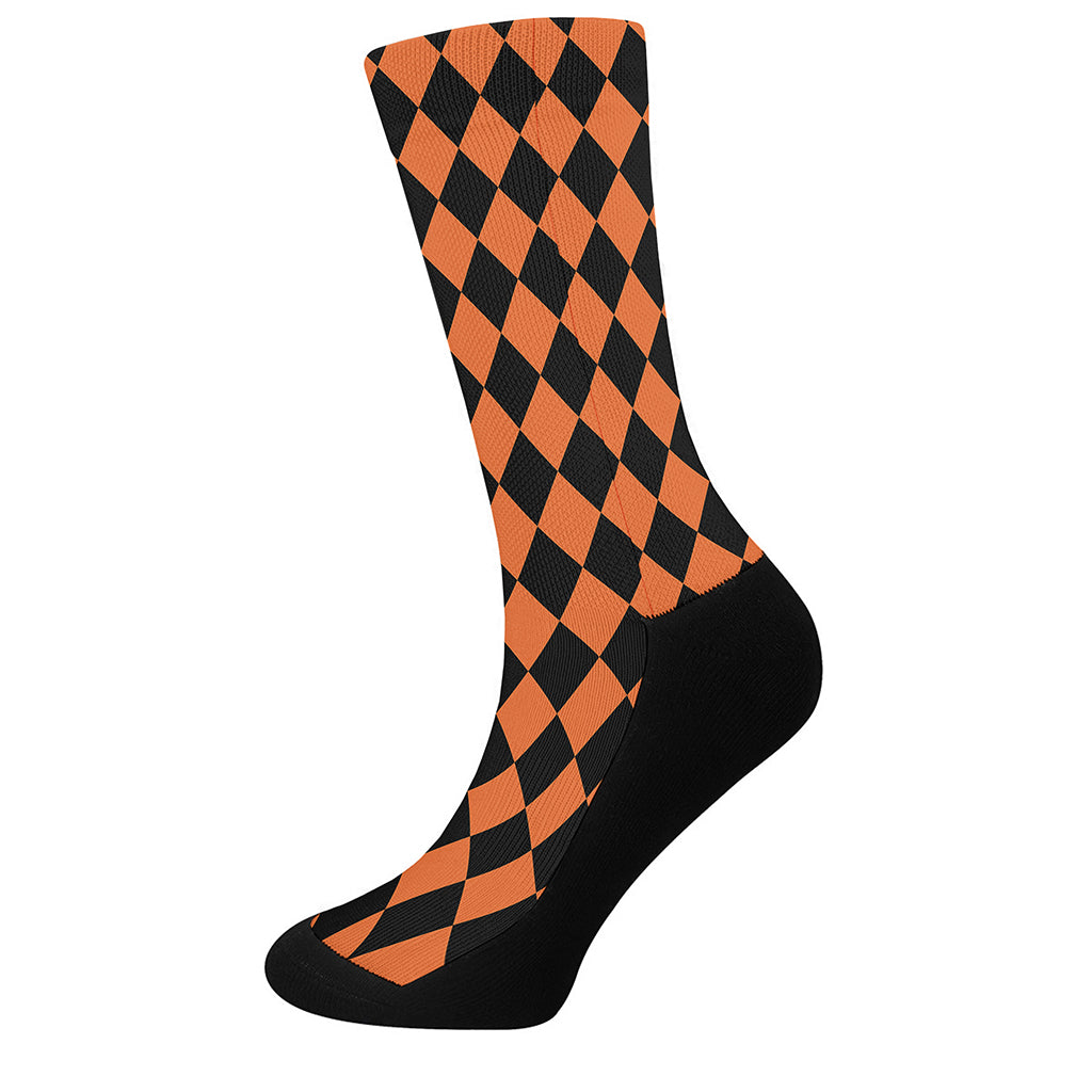 Halloween Harlequin Pattern Print Crew Socks