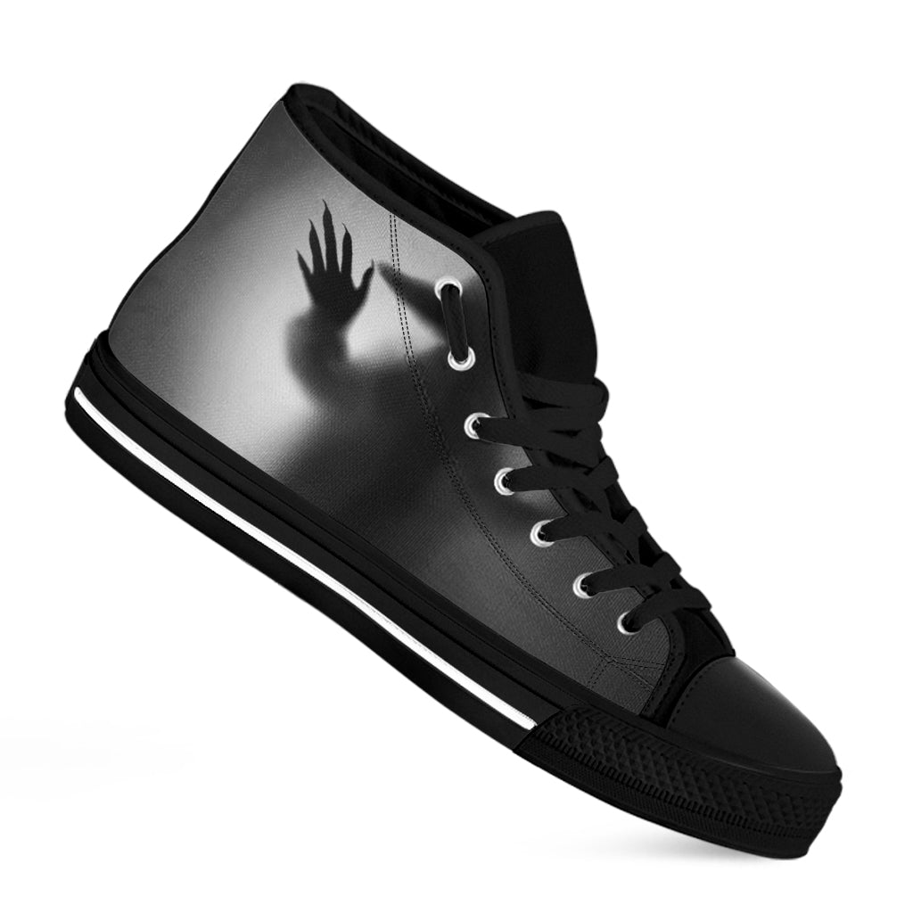 Halloween Horror Witch Print Black High Top Shoes
