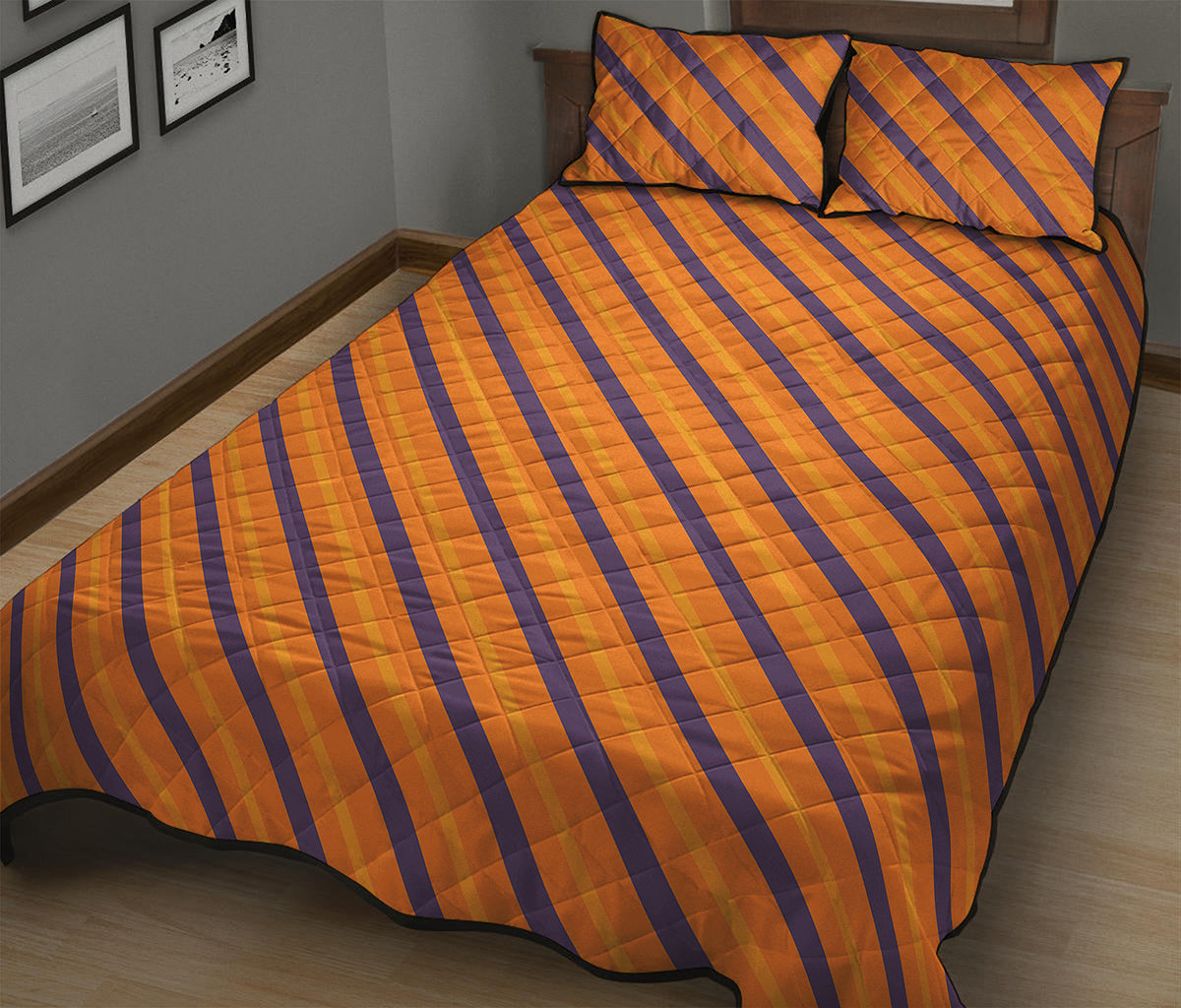 Halloween Line Pattern Print Quilt Bed Set