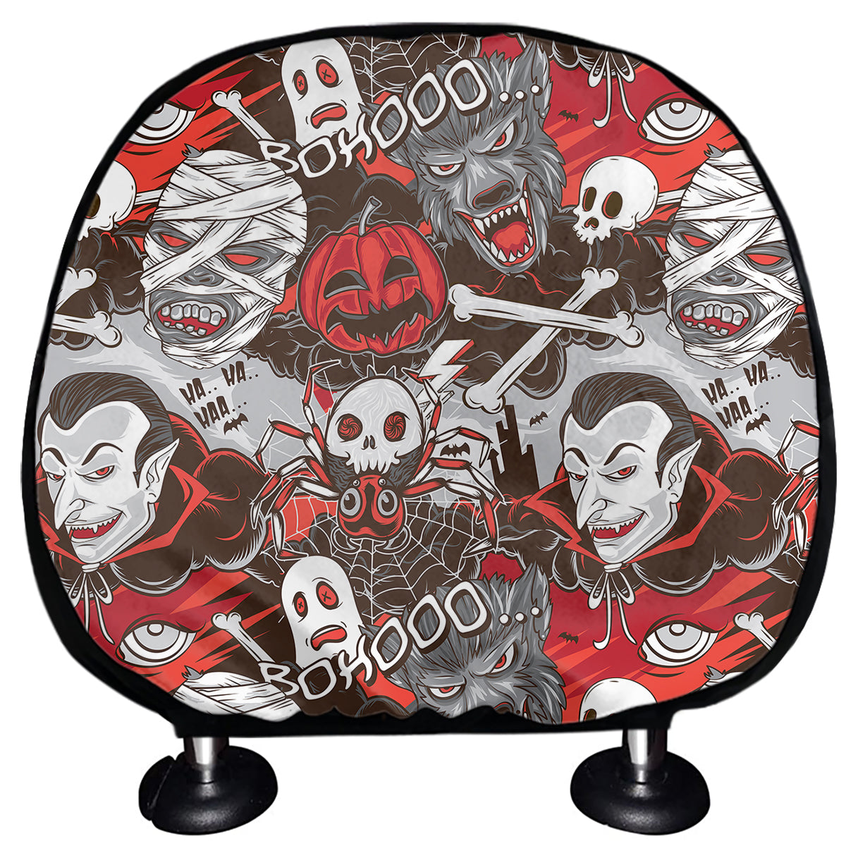 Halloween Monsters Pattern Print Car Headrest Covers