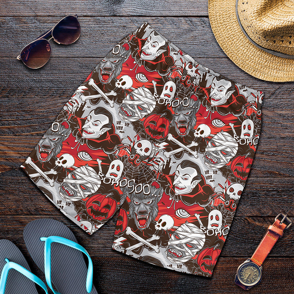 Halloween Monsters Pattern Print Men's Shorts