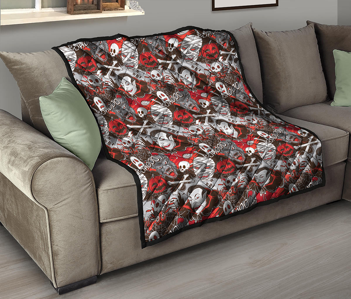 Halloween Monsters Pattern Print Quilt