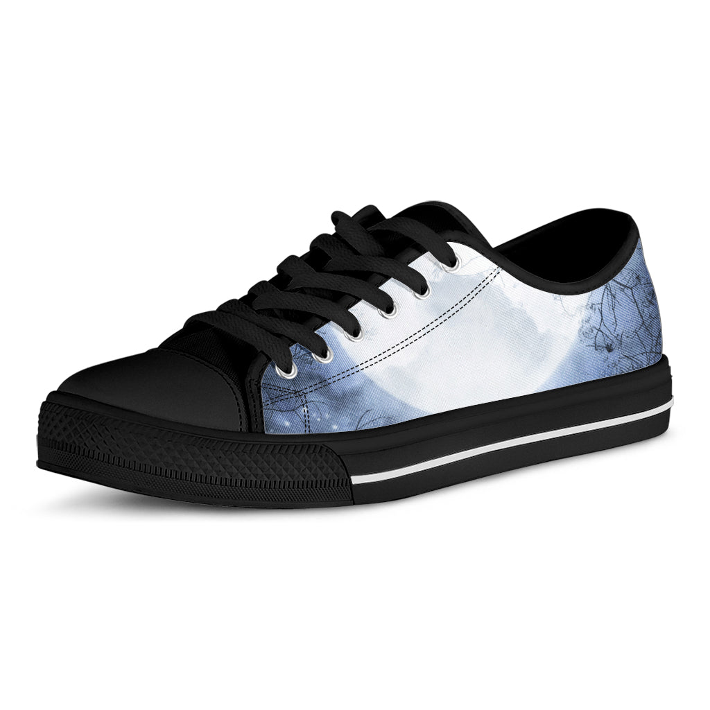 Halloween Moonlight Print Black Low Top Shoes