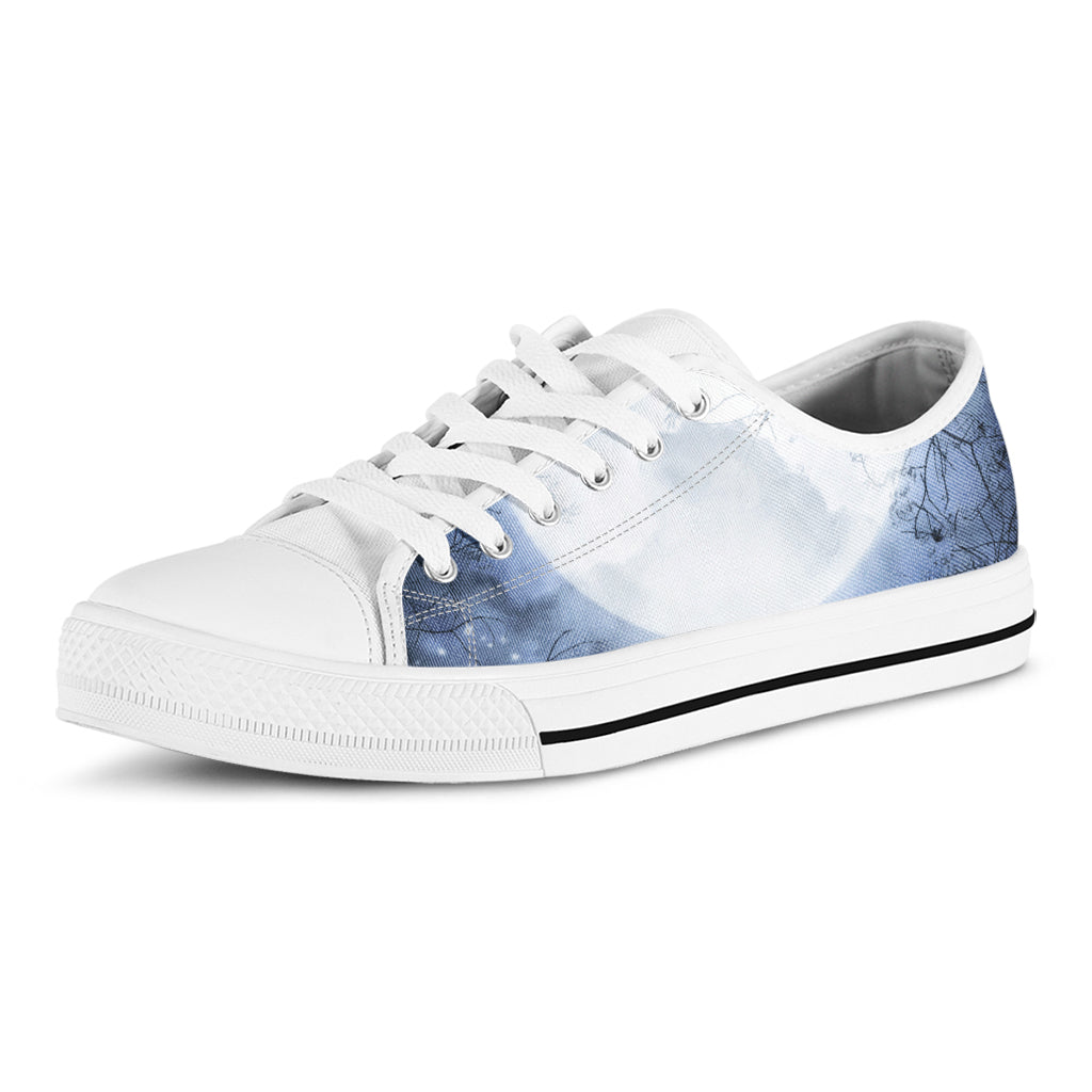 Halloween Moonlight Print White Low Top Shoes