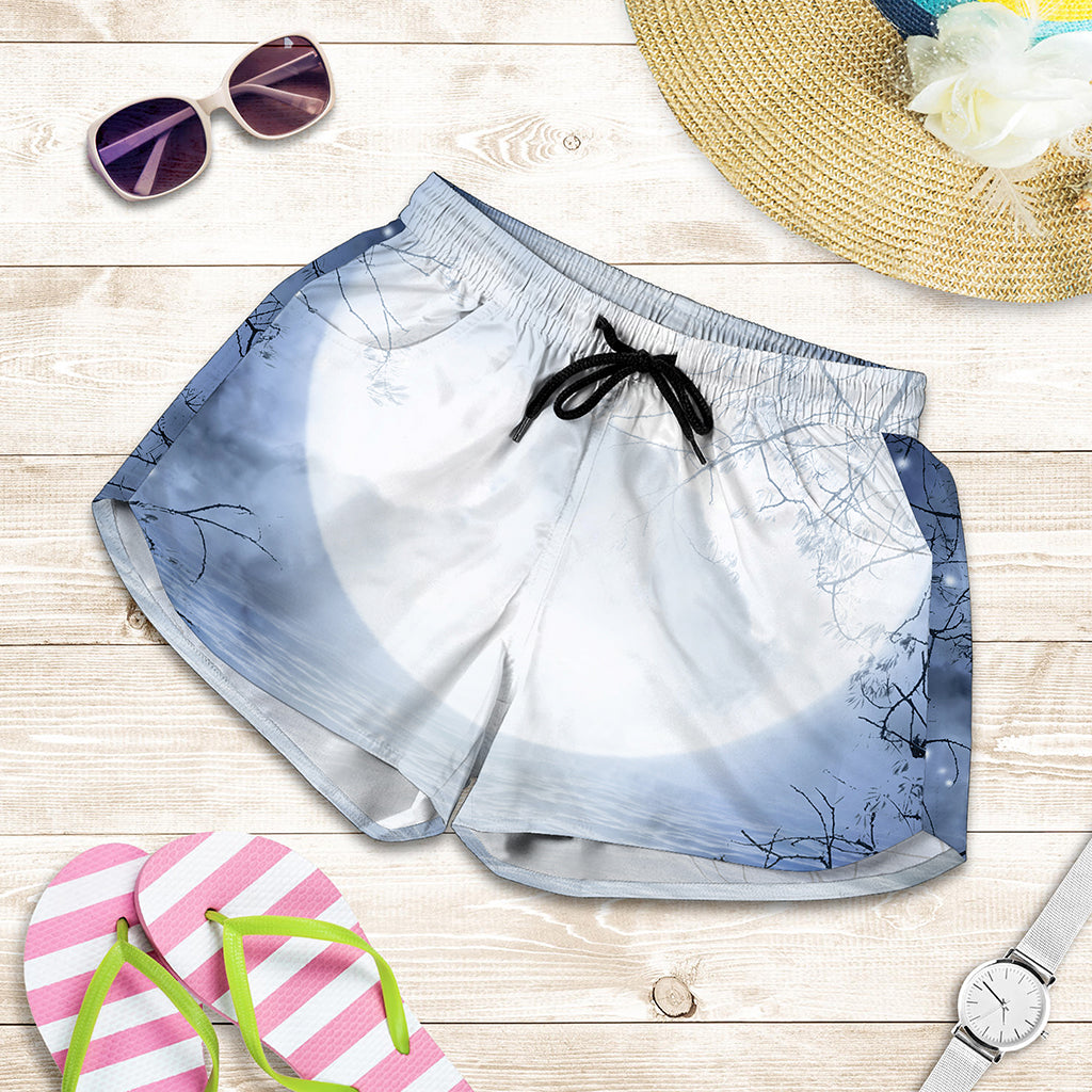Halloween Moonlight Print Women's Shorts