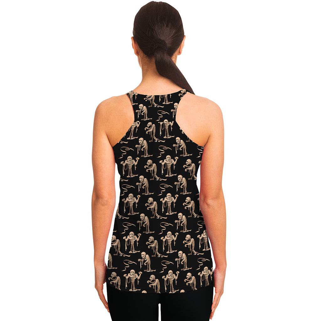 Halloween Mummy Pattern Print Women's Racerback Tank Top