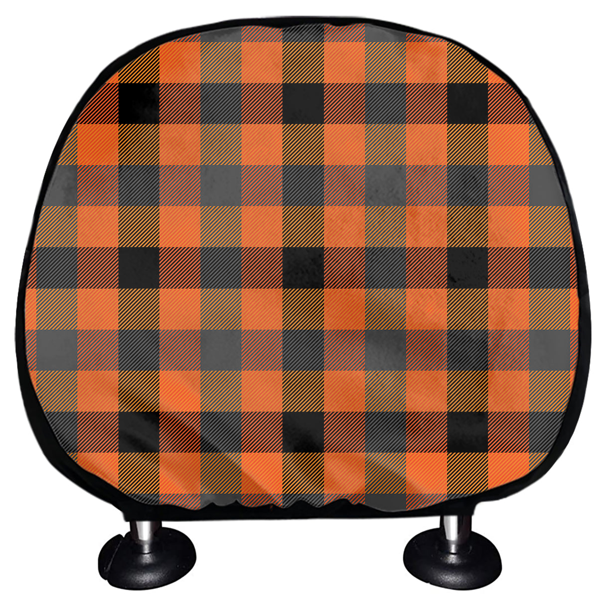Halloween Orange Buffalo Check Print Car Headrest Covers