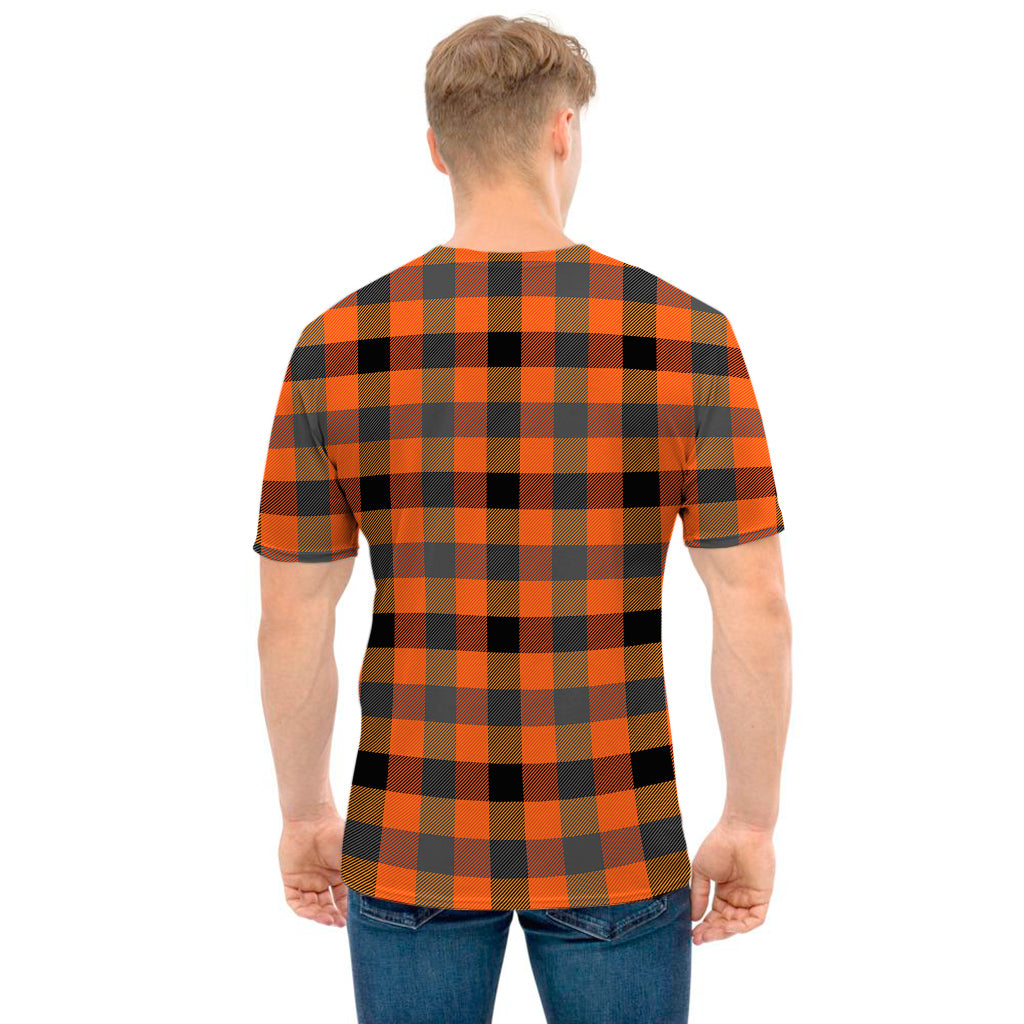 Halloween Orange Buffalo Check Print Men's T-Shirt