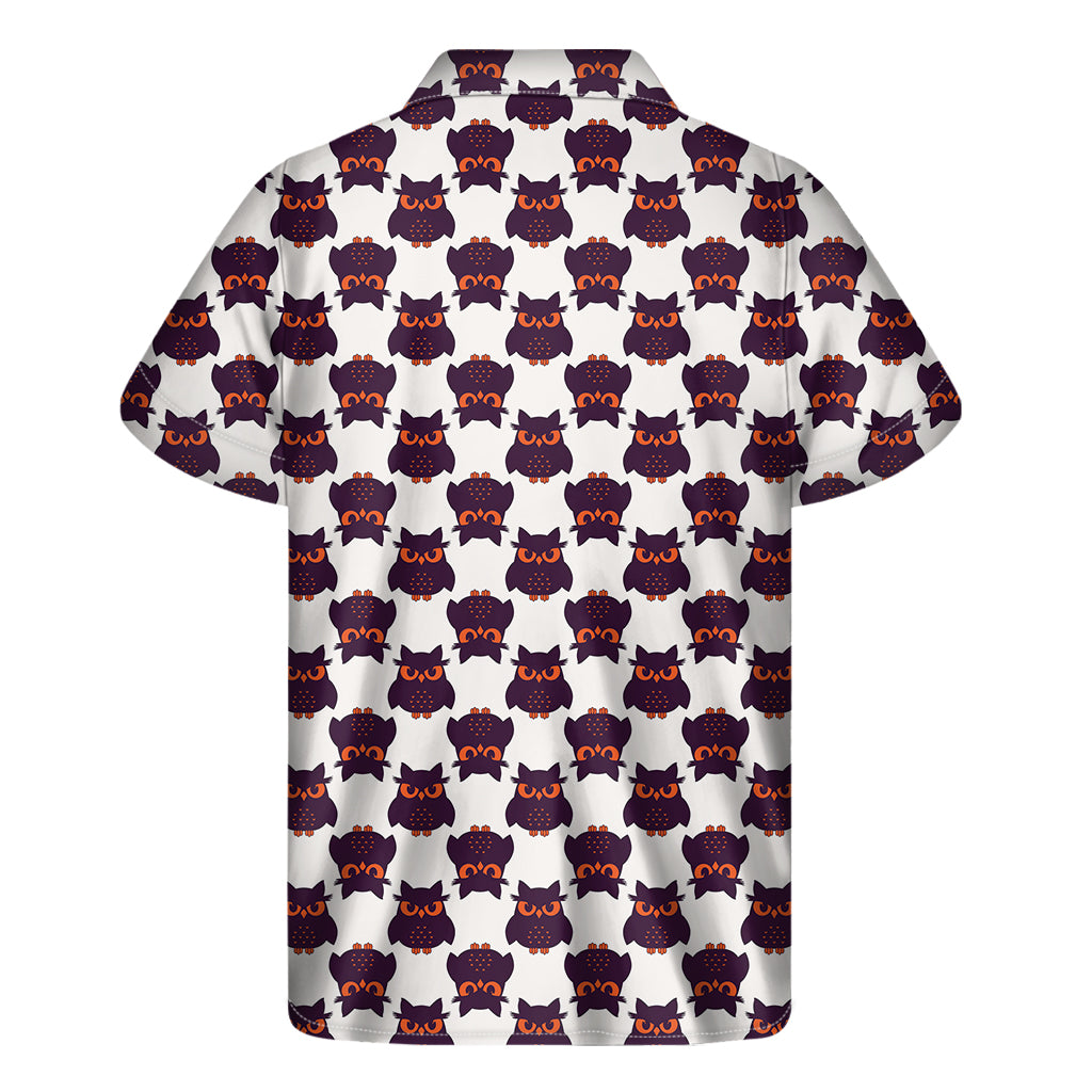 Halloween Owl Pattern Print Men's Short Sleeve Shirt