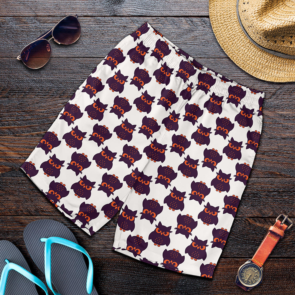 Halloween Owl Pattern Print Men's Shorts