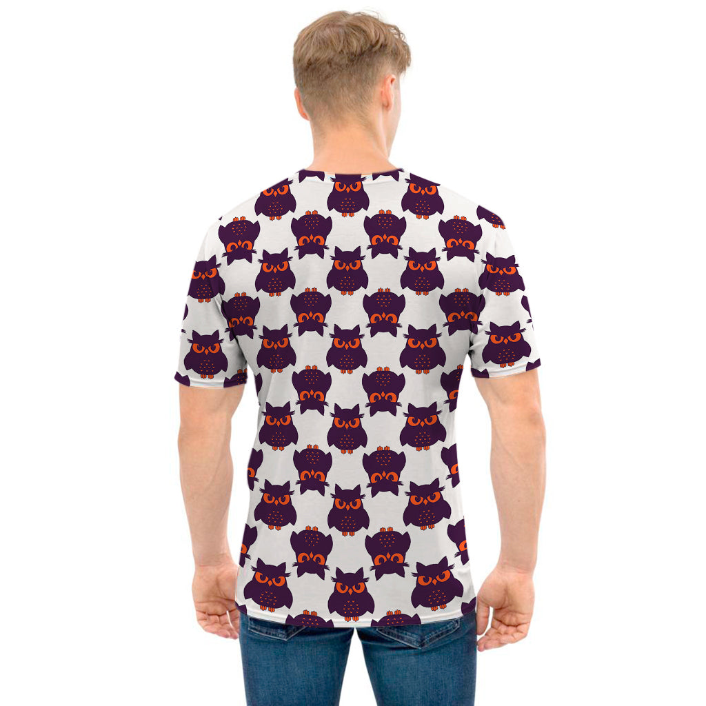 Halloween Owl Pattern Print Men's T-Shirt