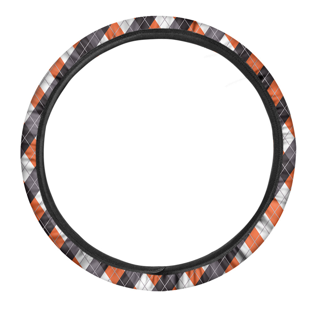Halloween Party Argyle Pattern Print Car Steering Wheel Cover