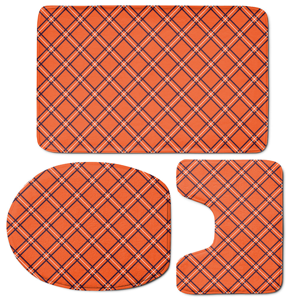Halloween Plaid Pattern Print 3 Piece Bath Mat Set