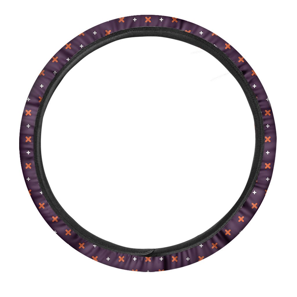 Halloween Plus And Cross Pattern Print Car Steering Wheel Cover