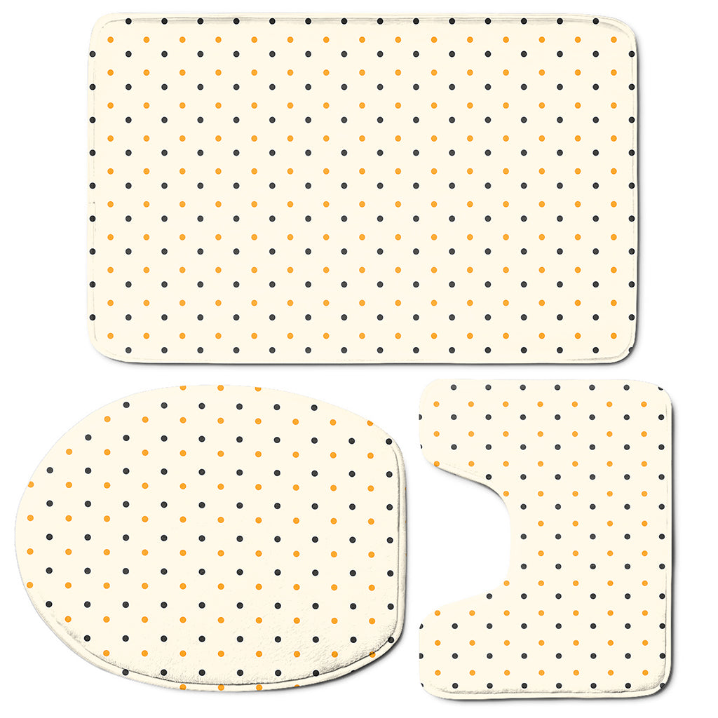 Halloween Polka Dot Pattern Print 3 Piece Bath Mat Set