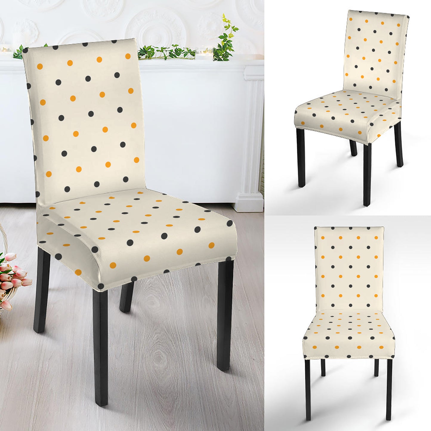 Halloween Polka Dot Pattern Print Dining Chair Slipcover