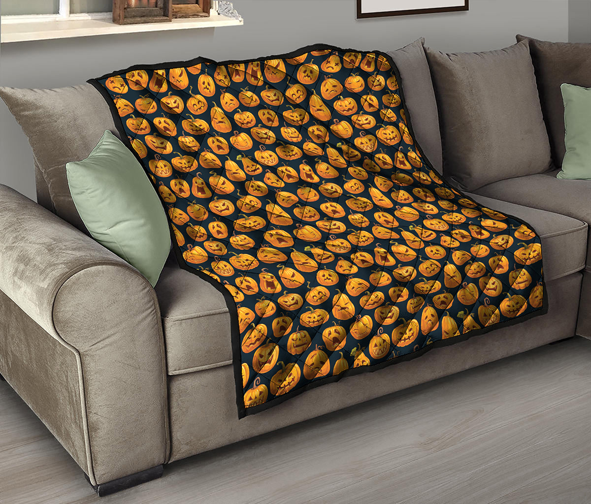 Halloween Pumpkin Jack-O'-Lantern Print Quilt