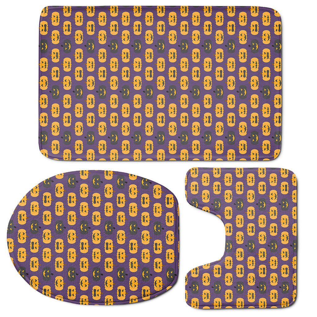 Halloween Pumpkin Pattern Print 3 Piece Bath Mat Set