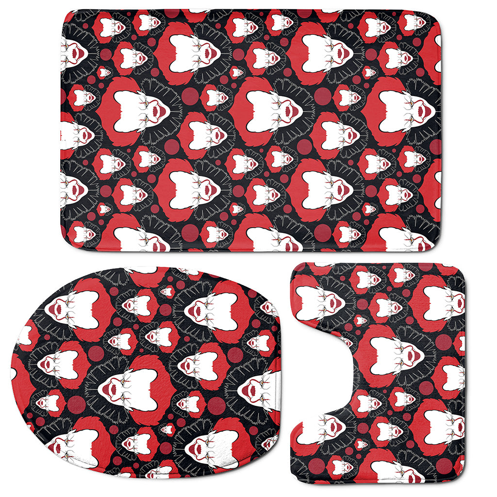 Halloween Scary Clown Pattern Print 3 Piece Bath Mat Set