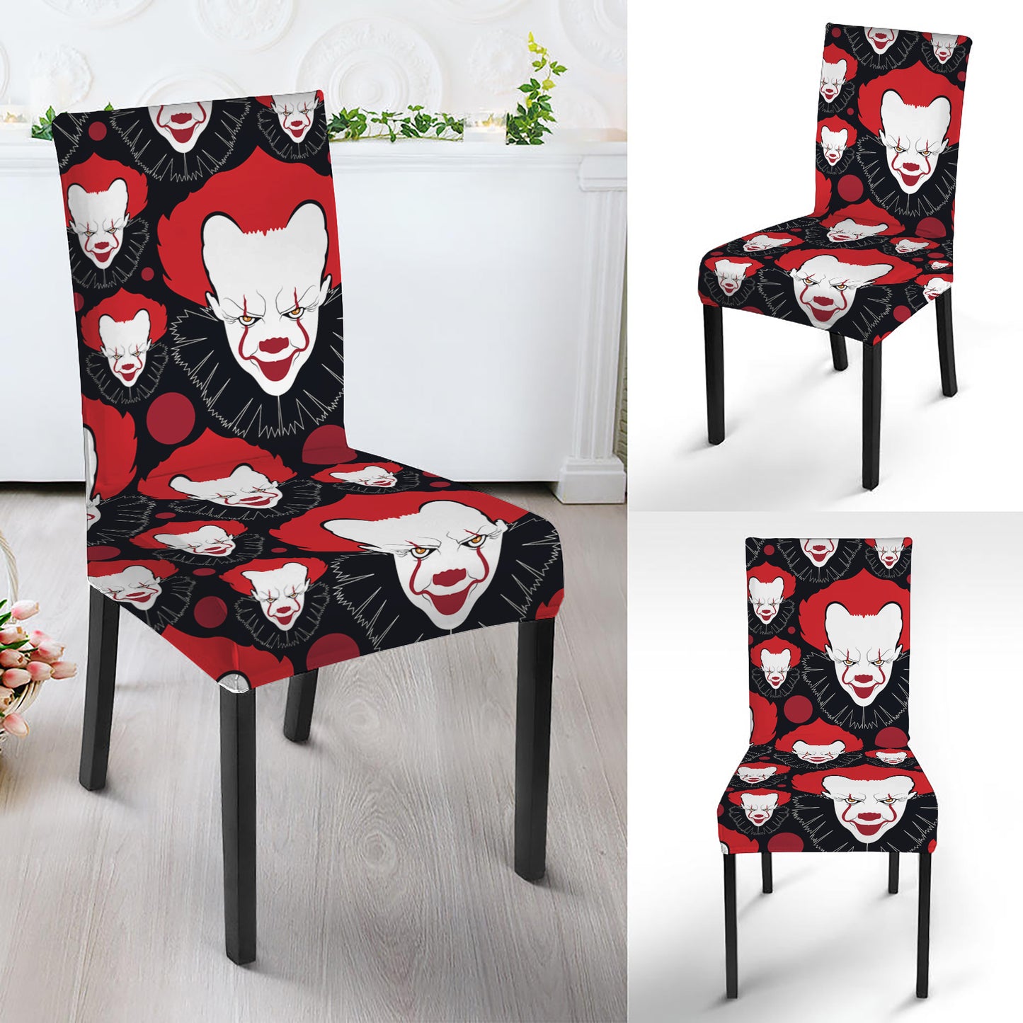 Halloween Scary Clown Pattern Print Dining Chair Slipcover