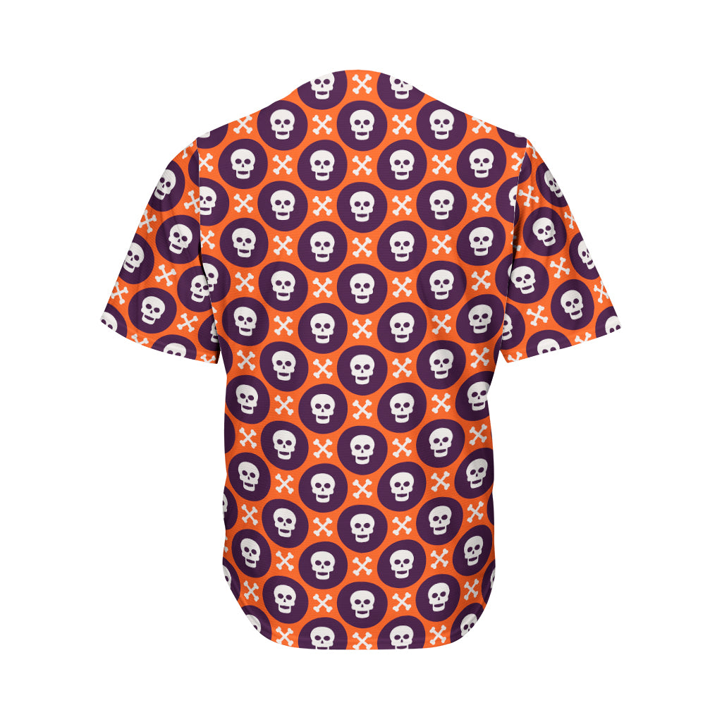 Halloween Skull And Bone Pattern Print Men's Baseball Jersey