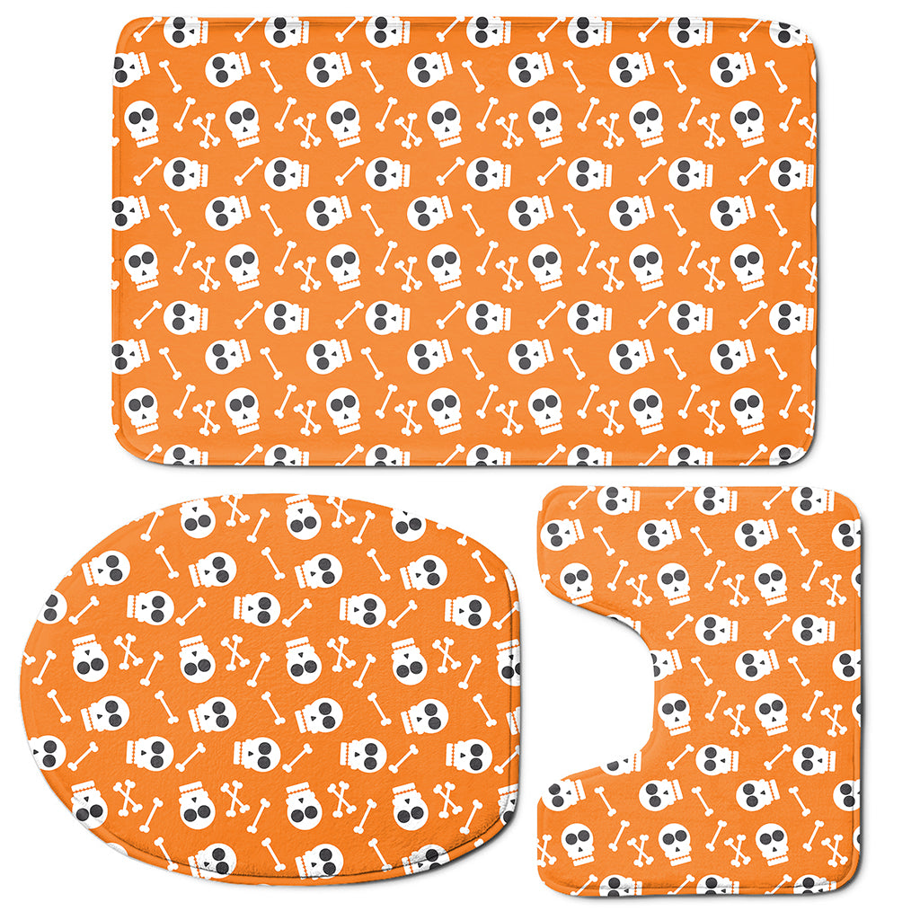 Halloween Skull Pattern Print 3 Piece Bath Mat Set