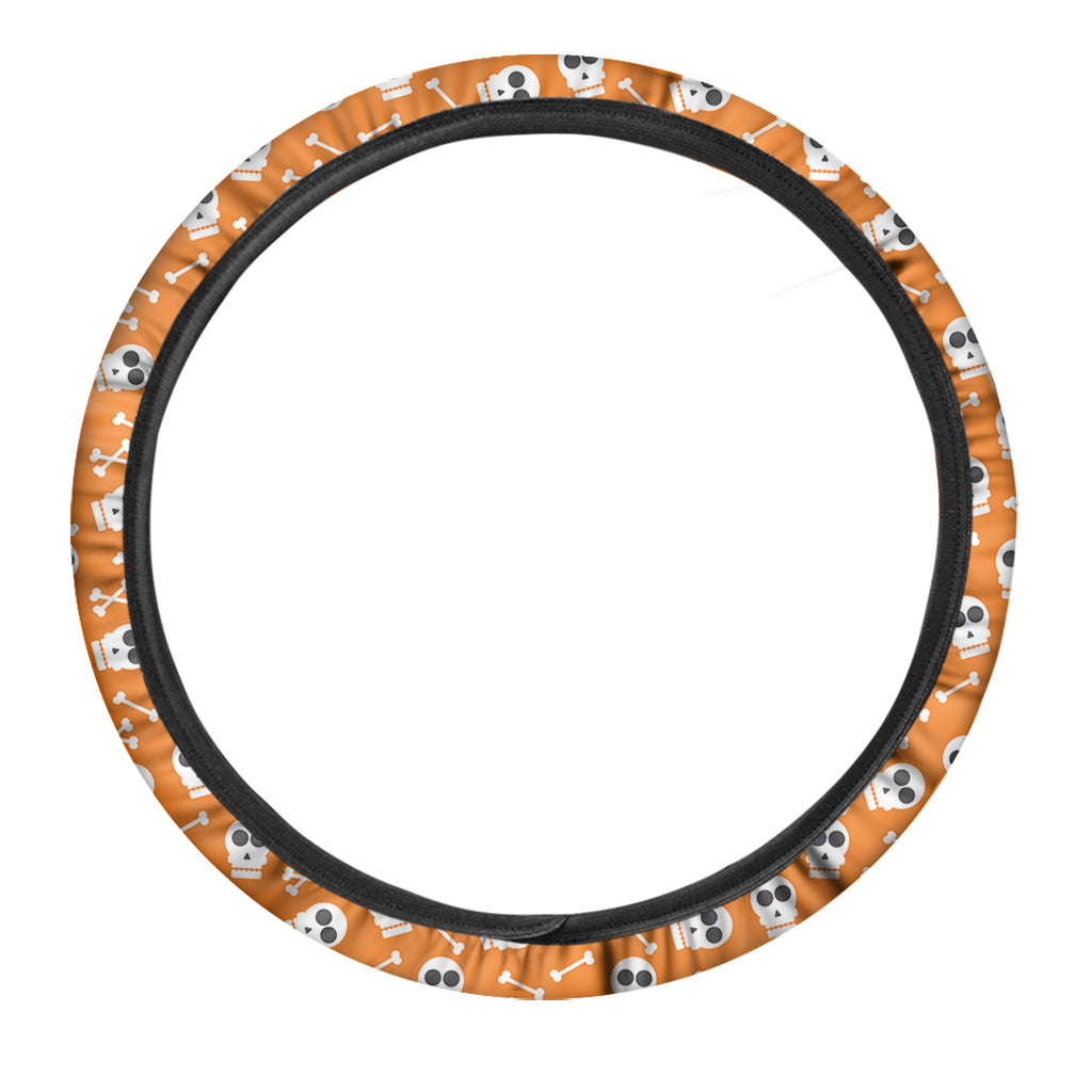 Halloween Skull Pattern Print Car Steering Wheel Cover