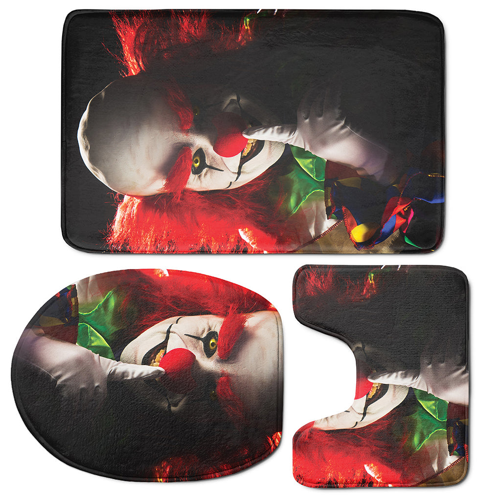 Halloween Smiling Clown Print 3 Piece Bath Mat Set