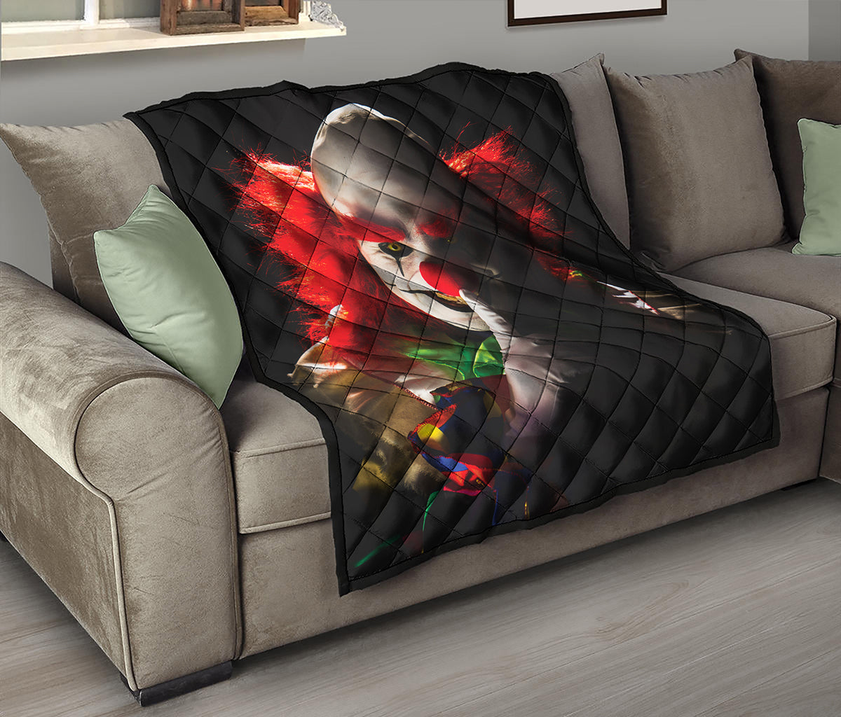 Halloween Smiling Clown Print Quilt