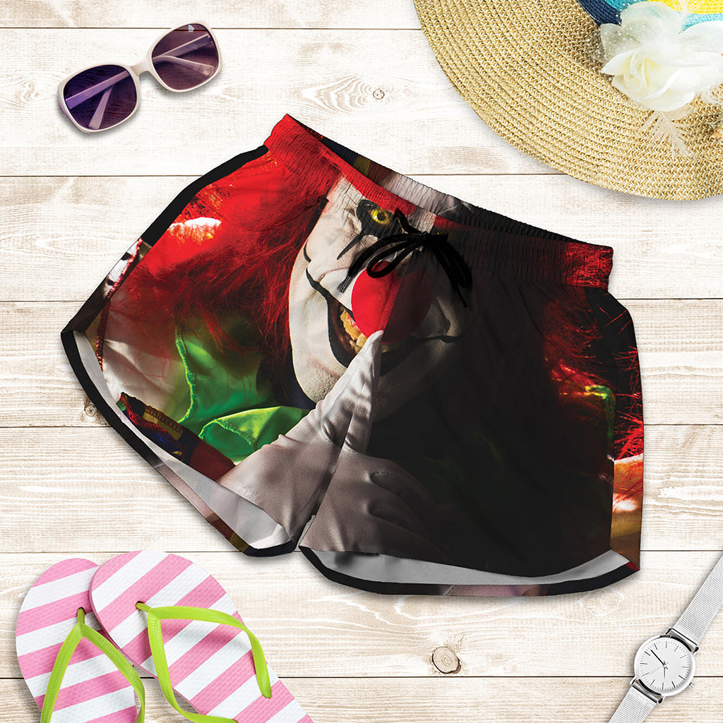 Halloween Smiling Clown Print Women's Shorts