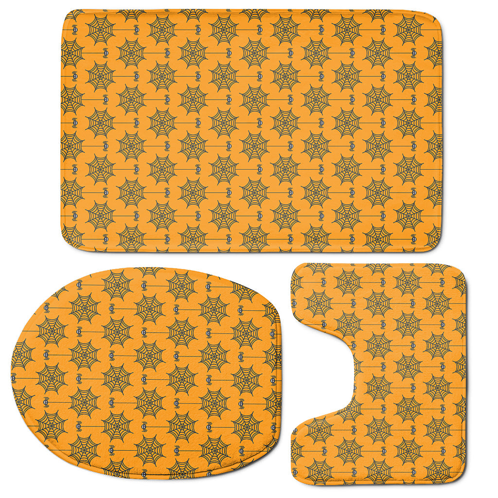 Halloween Spider Web Pattern Print 3 Piece Bath Mat Set
