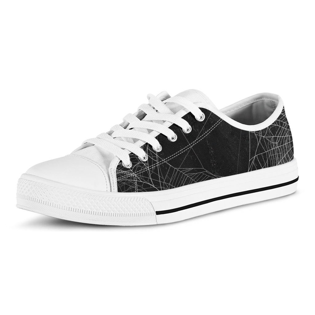 Halloween Spider Web Print White Low Top Shoes