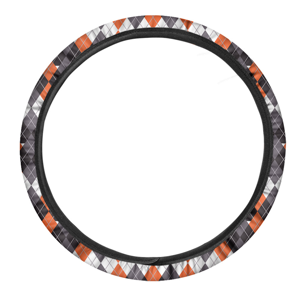 Halloween Themed Argyle Pattern Print Car Steering Wheel Cover