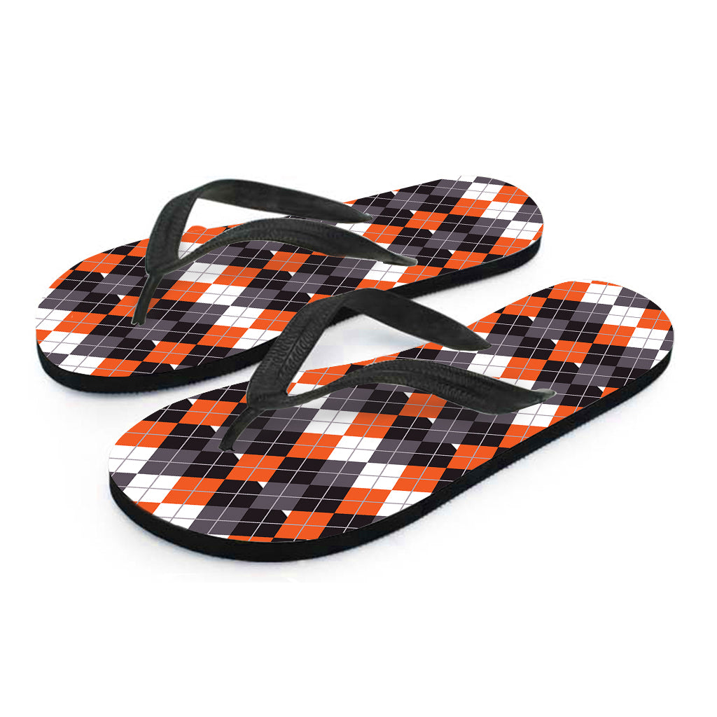 Halloween Themed Argyle Pattern Print Flip Flops