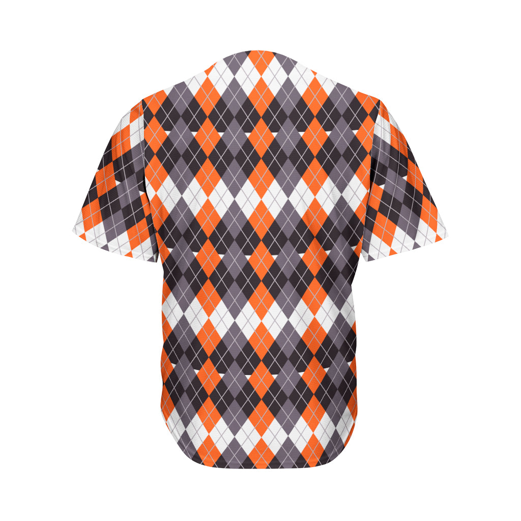 Halloween Themed Argyle Pattern Print Men's Baseball Jersey
