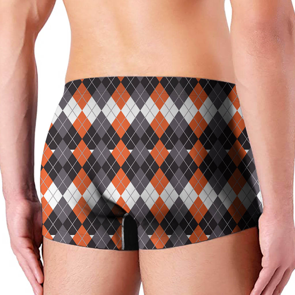 Halloween Themed Argyle Pattern Print Men's Boxer Briefs