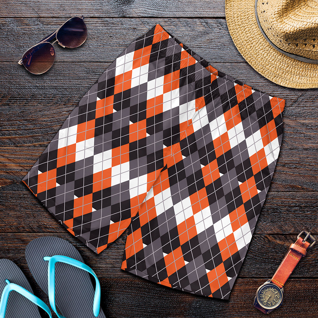 Halloween Themed Argyle Pattern Print Men's Shorts