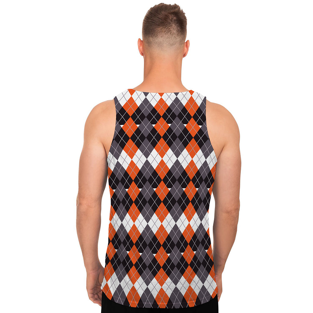 Halloween Themed Argyle Pattern Print Men's Tank Top