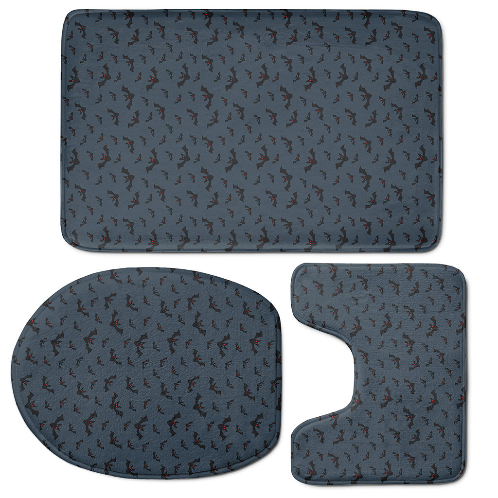 Halloween Vampire Bat Pattern Print 3 Piece Bath Mat Set