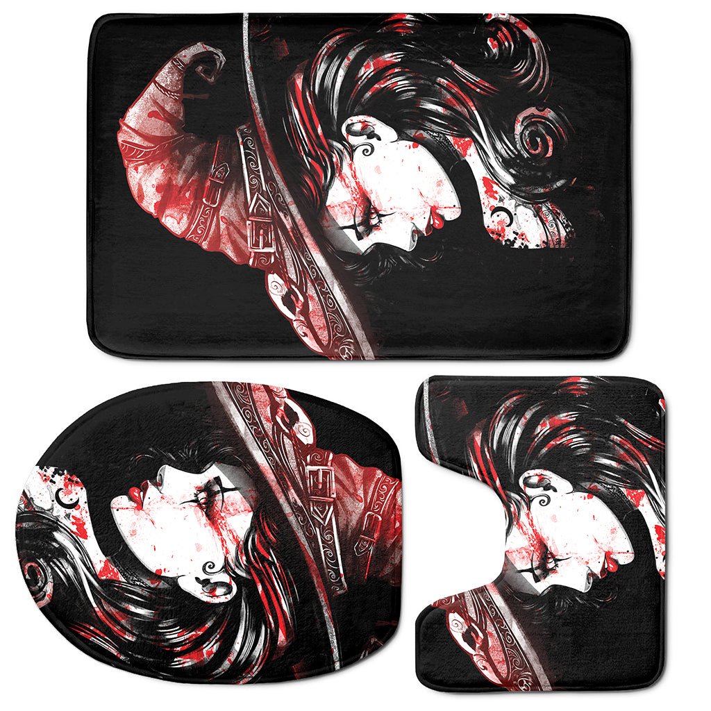 Halloween Vampire Girl Print 3 Piece Bath Mat Set