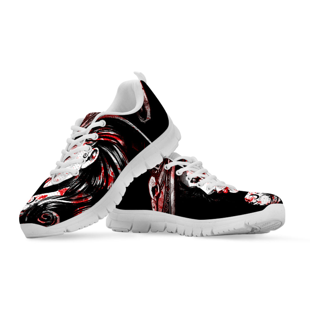 Halloween Vampire Girl Print White Sneakers