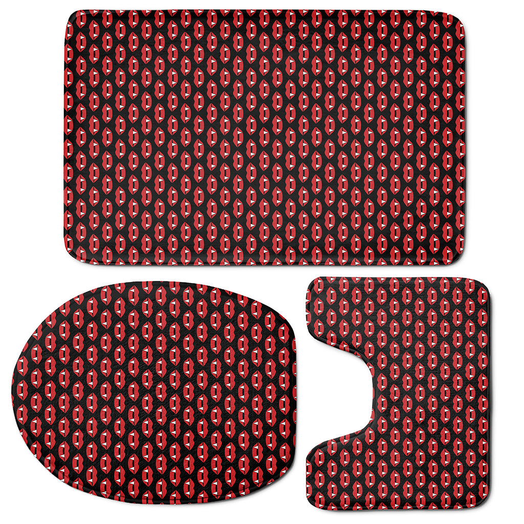 Halloween Vampire Lips Pattern Print 3 Piece Bath Mat Set