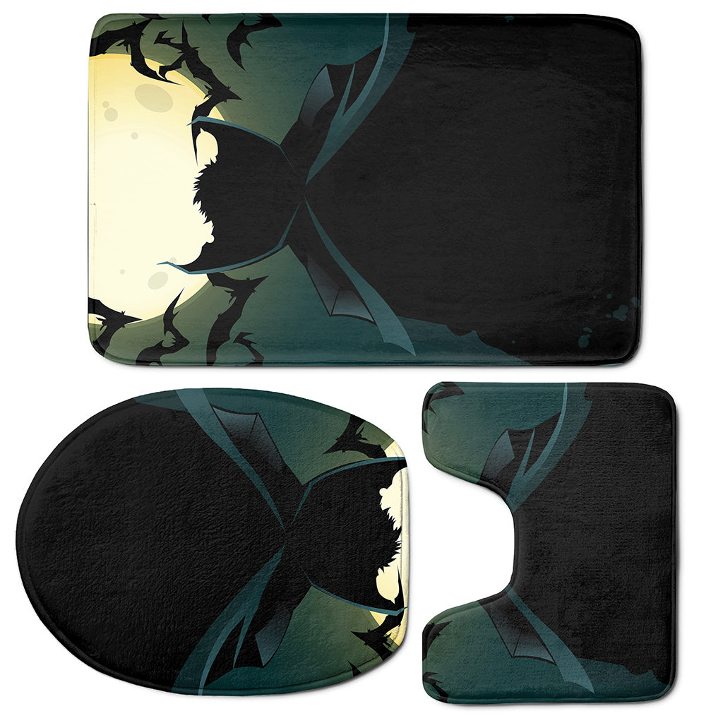 Halloween Vampire Silhouette Print 3 Piece Bath Mat Set