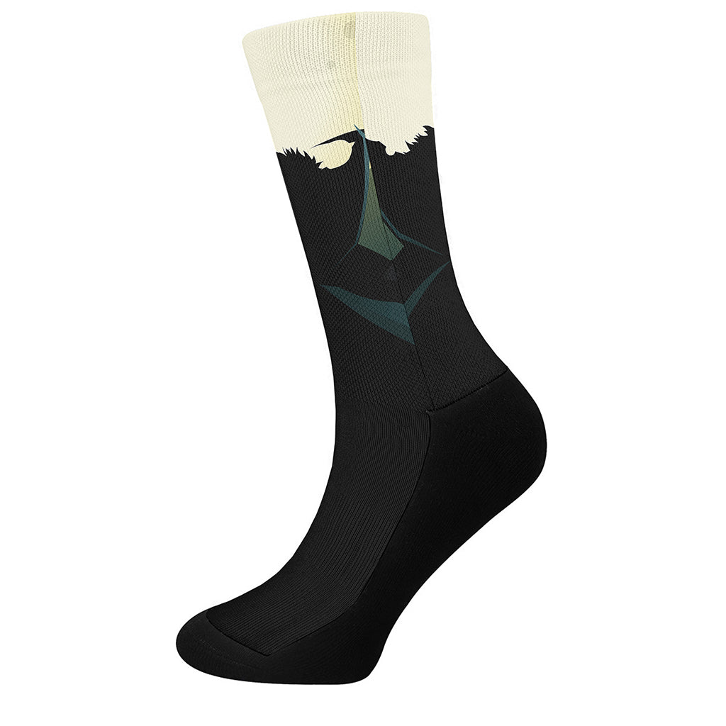 Halloween Vampire Silhouette Print Crew Socks