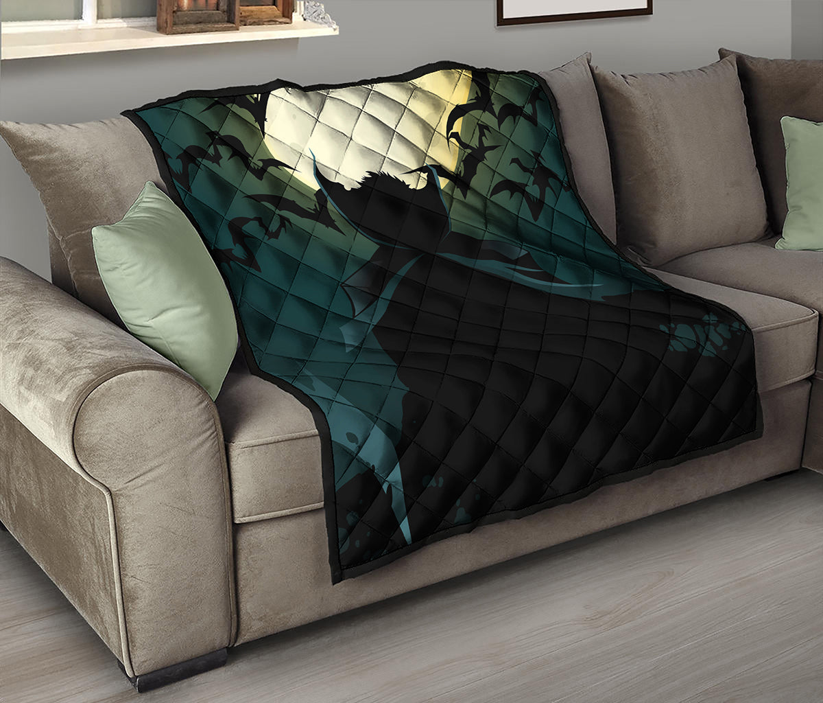 Halloween Vampire Silhouette Print Quilt